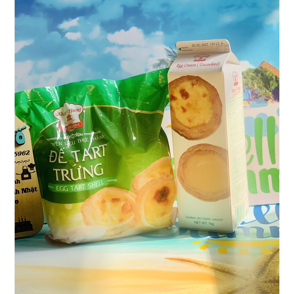 Combo 30 Đế bánh tart trứng và hộp 1kg Kem trứng Nhất Hương