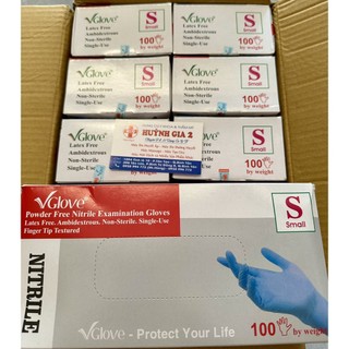 Hộp 50 Đôi Găng tay Y Tế Không Bột Vglove Xanh Size S , M CHÍNH HÃNG