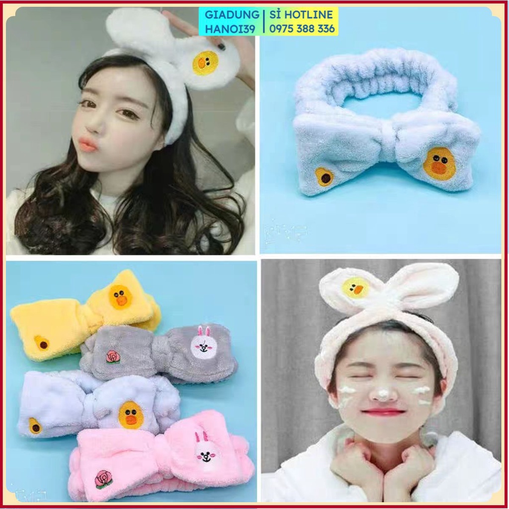 Băng đô rửa mặt bờm, xược cài tóc turban dễ thương cute tai thỏ mèo tuần lộc gấu vải nhung nơ cho bé gái nam nữ - GDHN39