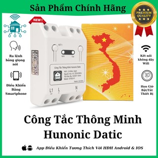 Công tắc thông minh wifi hunonic datic 1 kênh 500w điều khiển thiết bị từ xa qua điện thoại, hẹn giờ tự động