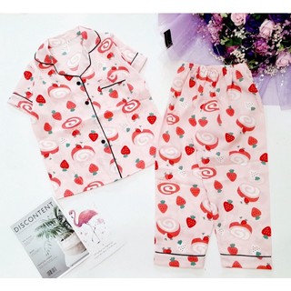 (15-45kg)bộ pijama lụa mango tay cộc bé trai , bé gái
