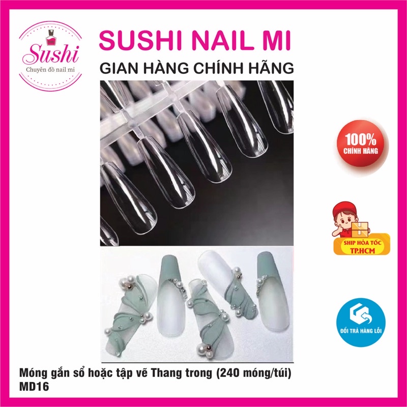 Móng gắn sổ hoặc tập vẽ hình thang 240m/ túi - Móng giả, Nail giả tập vẽ, trưng bày mẫu - Sushi Nail Mi