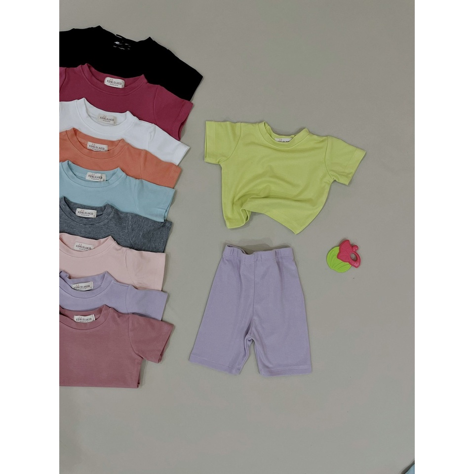 Áo thun croptop cộc tay cho bé 100% cotton co dãn mềm mát Xún lolakid