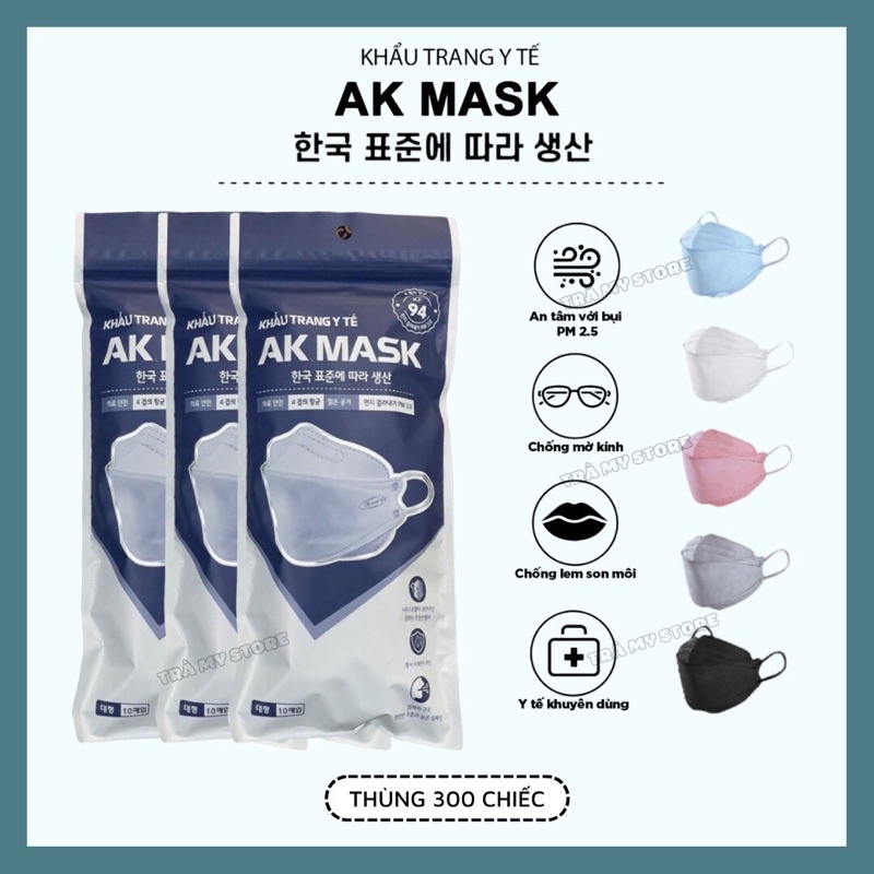 Thùng 300 chiếc khẩu trang KF94 AK MASK 4 lớp dày dặn, công nghệ Hàn Quốc