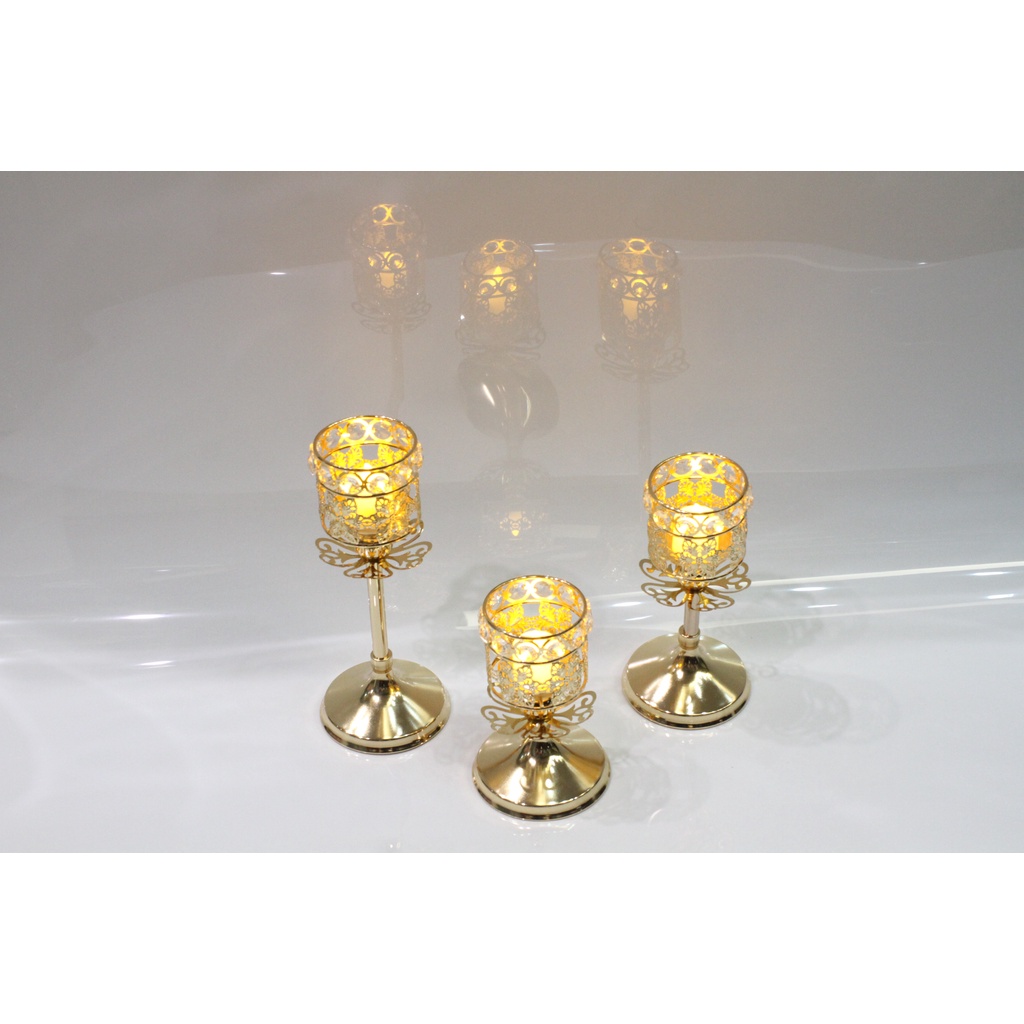 🌸 Bộ 3 Chân Nến Hoa Đính Đá - CN182 🌸