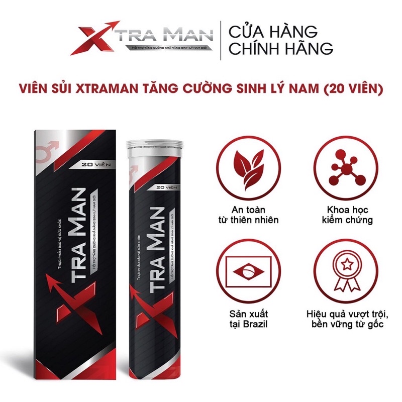 Viên sủi Xtraman chính hãng, tăng cường sl, hỗ trợ td,Hộp 20 viên