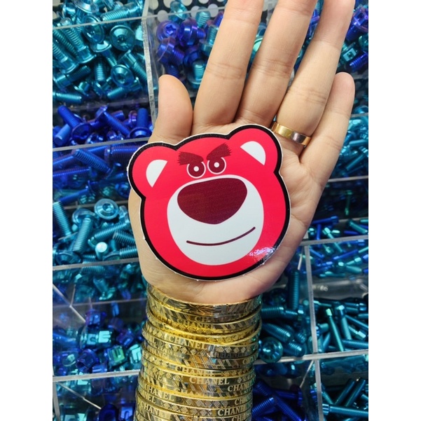 TEM LOGO STICKER GẤU DÂU SIÊU CUTE