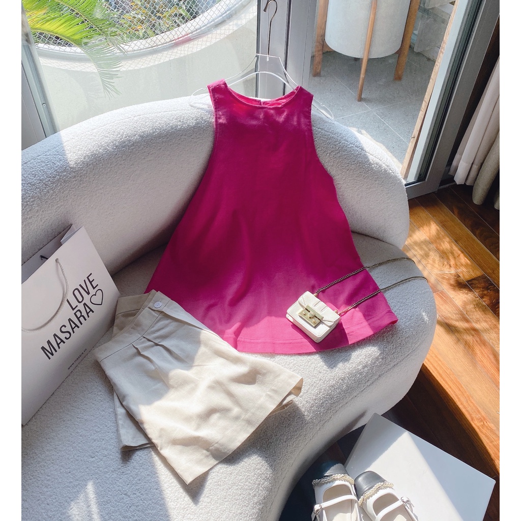 SET ÁO SÁT NÁCH HỒNG XẺ TÀ SAU NÚT BỌC + QUẦN SHORT KEM (TH)