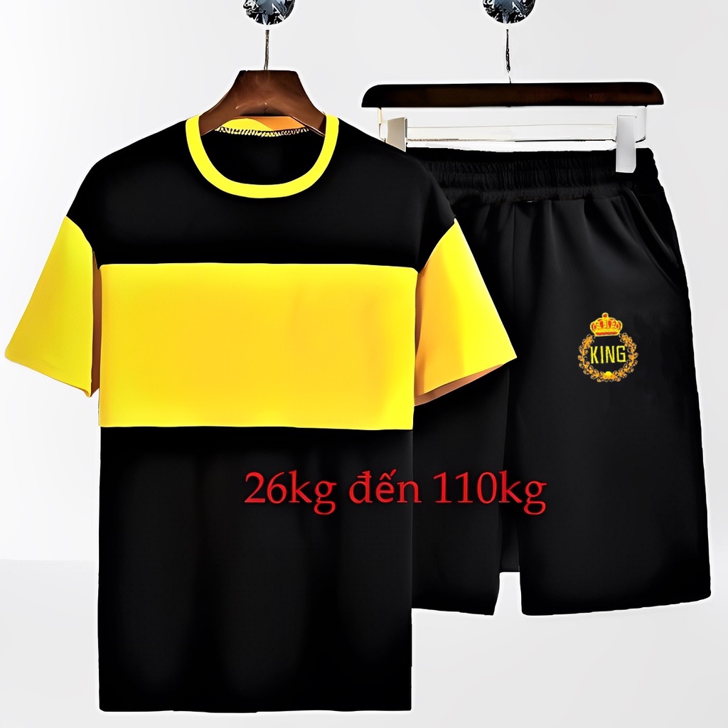 Bộ Thể Thao Nam 4 mùa Big size mẫu Phối vàng 26kg đến 107kg cực đẹp chất thun lạnh co dãn không phai màu không bai xù