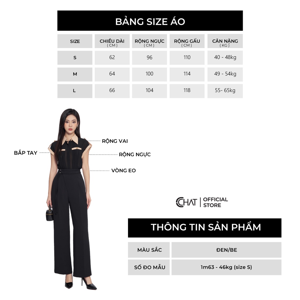 Áo Sơ Mi Nữ 𝐂𝐂𝐇𝐀𝐓 3 Ly Vai Dơi Chất Liệu Chiffon Cao Cấp 53FNH8007ST