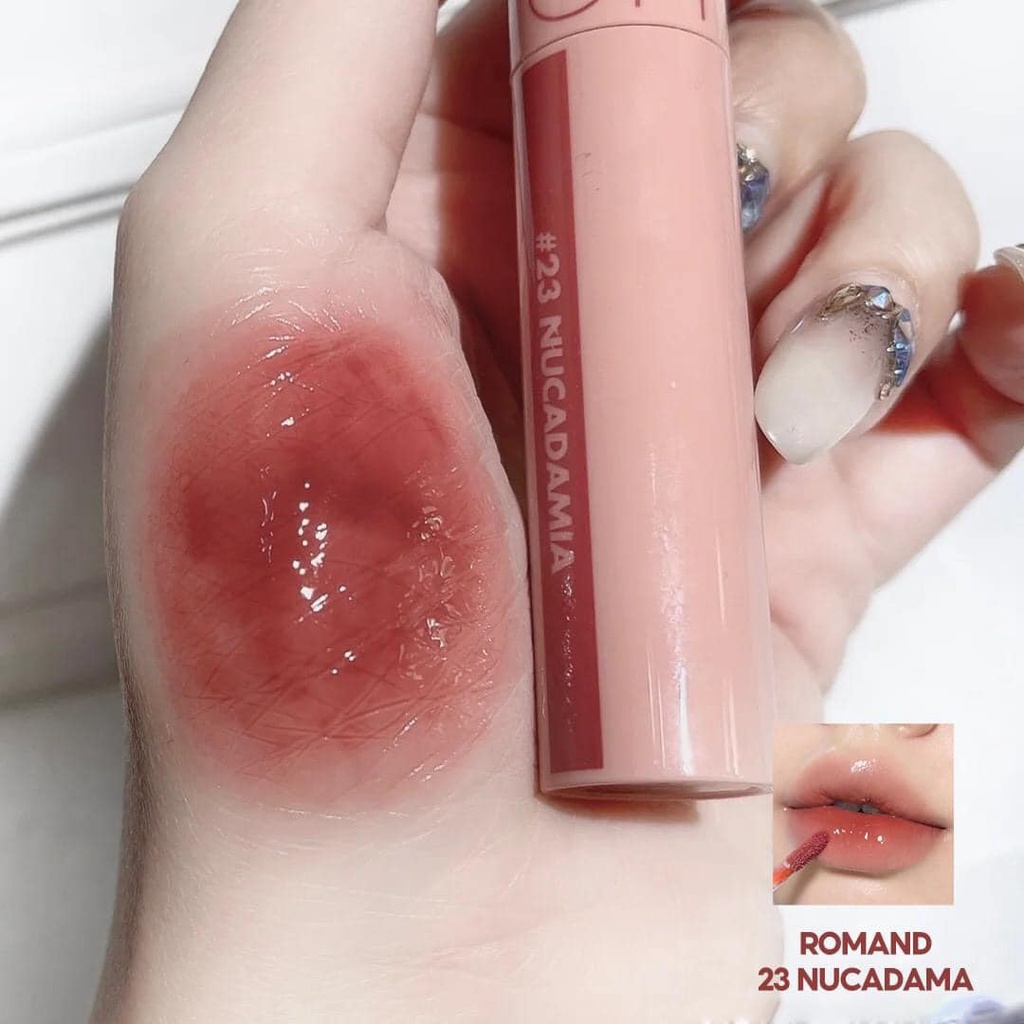 Son tint bóng Romand màu 23 Juicy Glasting Tint Nâu đỏ nhạt