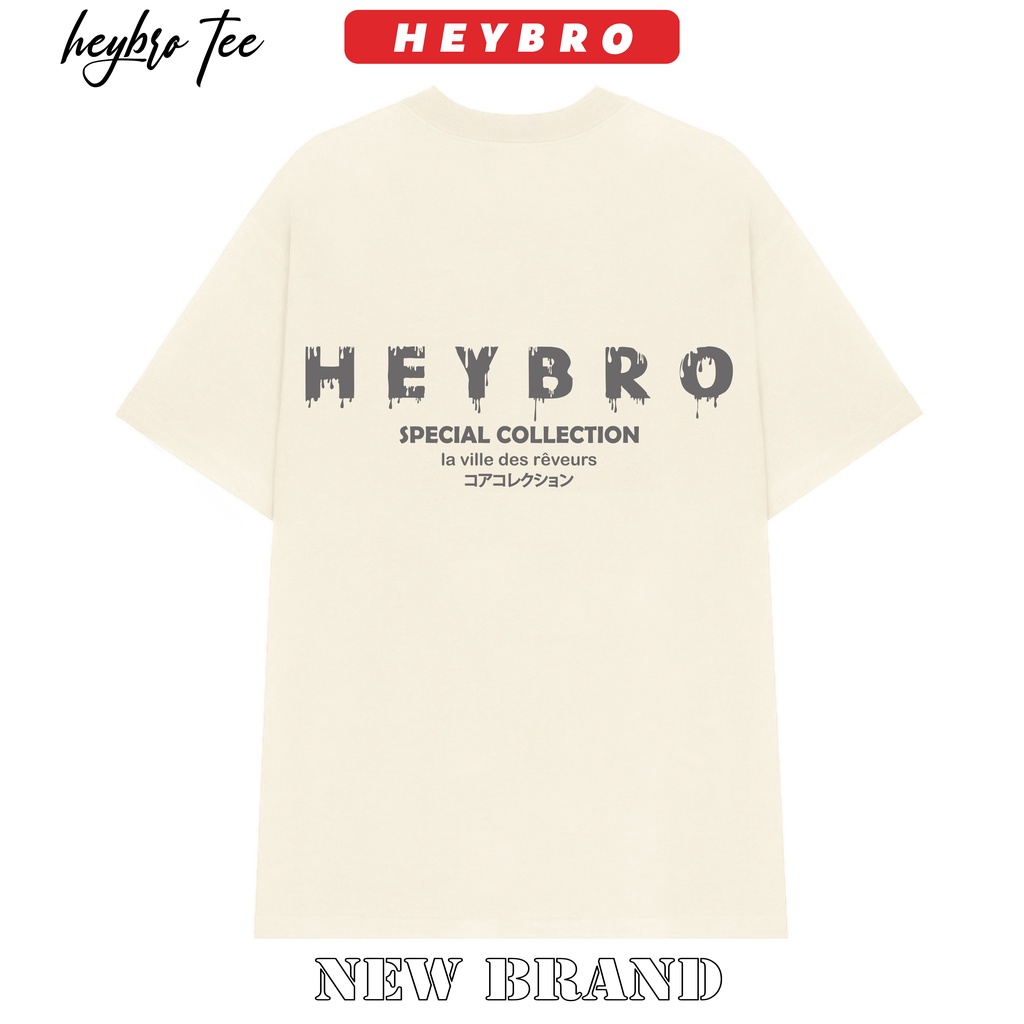 Áo thun nam nữ local brand HEYBRO basic Tee phom rộng tay lỡ phong cách GenZ AT08