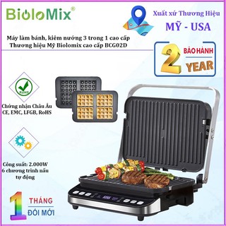 Máy làm bánh kiêm nướng 3 trong 1 cao cấp Biolomix BCG02D