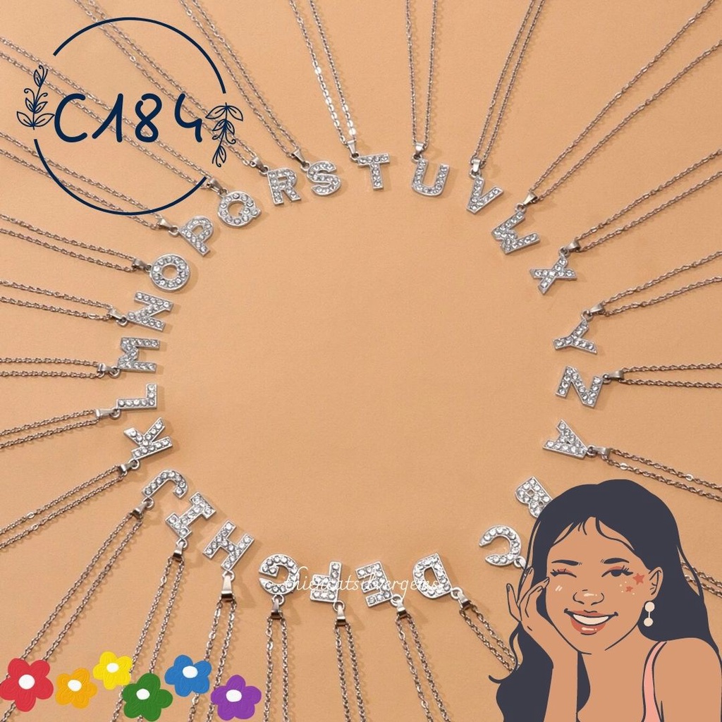 C184 Mặt dây chuyền chữ cái in hoa Bạc thật Thiên Cát s950