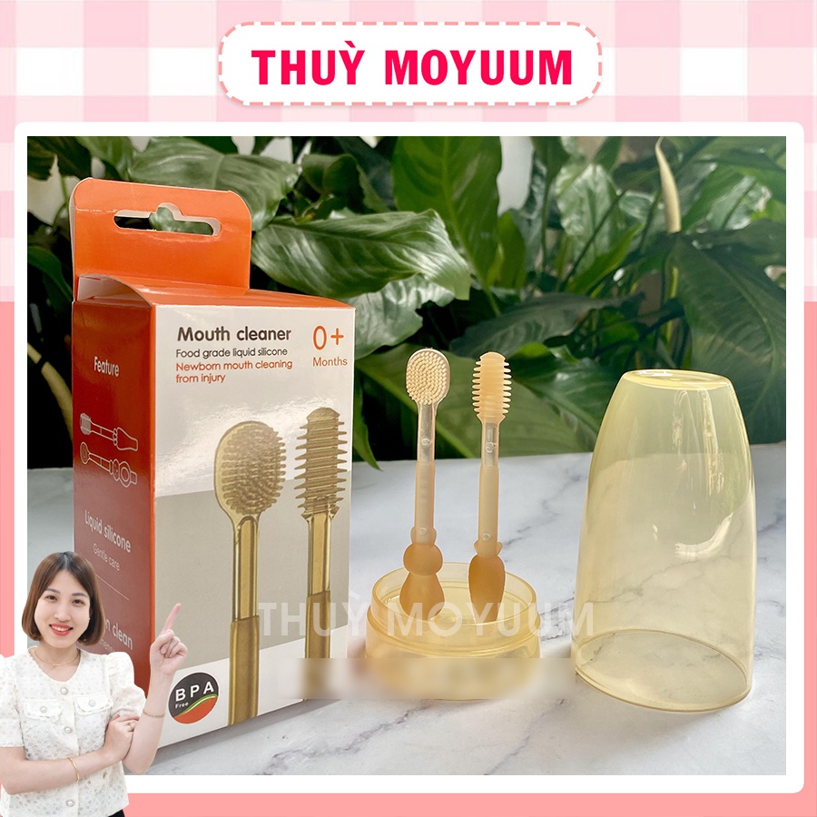 Set rơ lưỡi và bàn chải đánh răng silicon cho bé từ 0 - 18 tháng