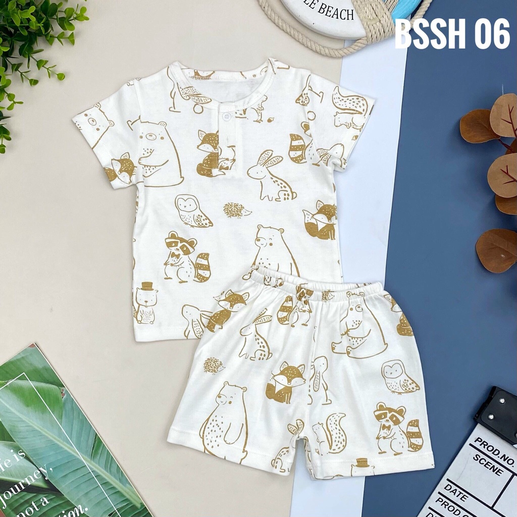 Bộ sơ sinh cộc tay mùa hè cho bé trai bé gái 6-36 tháng . Chất  siêu mềm, mịn , mát . Thương hiệu Litibaby