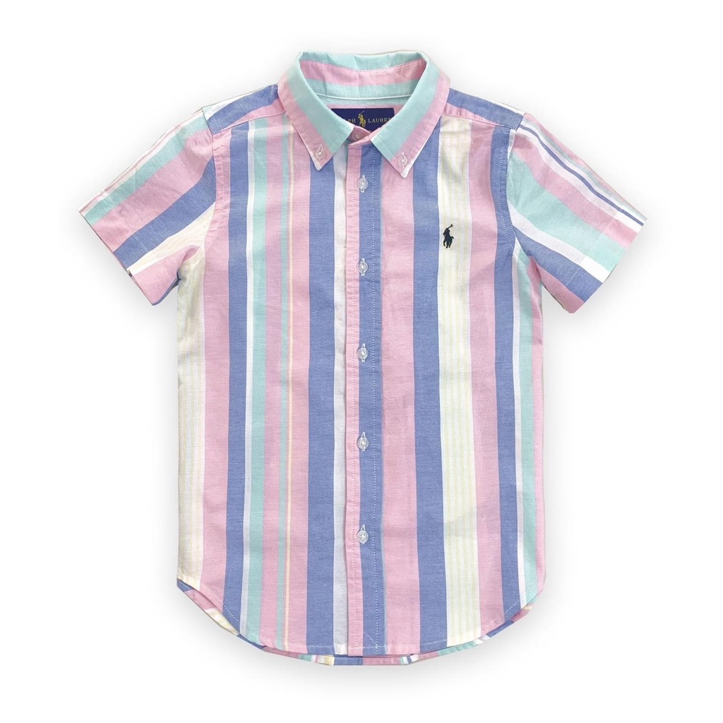 Áo Sơ Mi Tay Ngắn Chất Mềm Màu Trơn & In Hình Mini cho Bé Trai