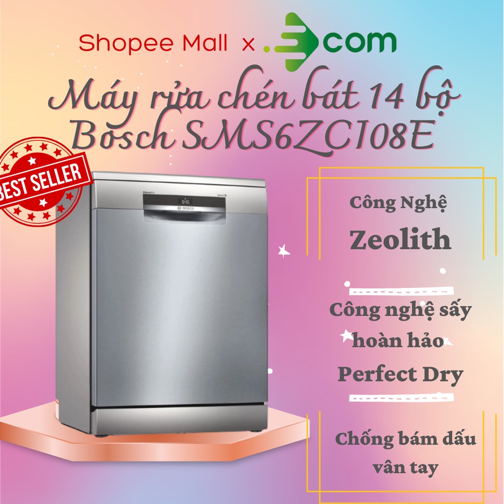 Máy Rửa Chén Độc Lập BOSCH SMS6ZCI08E Serie 6 Hàng Chính Hãng Nhập Khẩu Đức