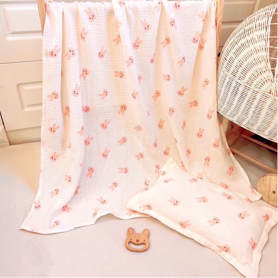 Khăn tắm cho bé loại to 100cm x 100cm vải xô muslin, dùng làm khăn quấn bé sơ sinh ra ngoài, chăn đắp mùa hè