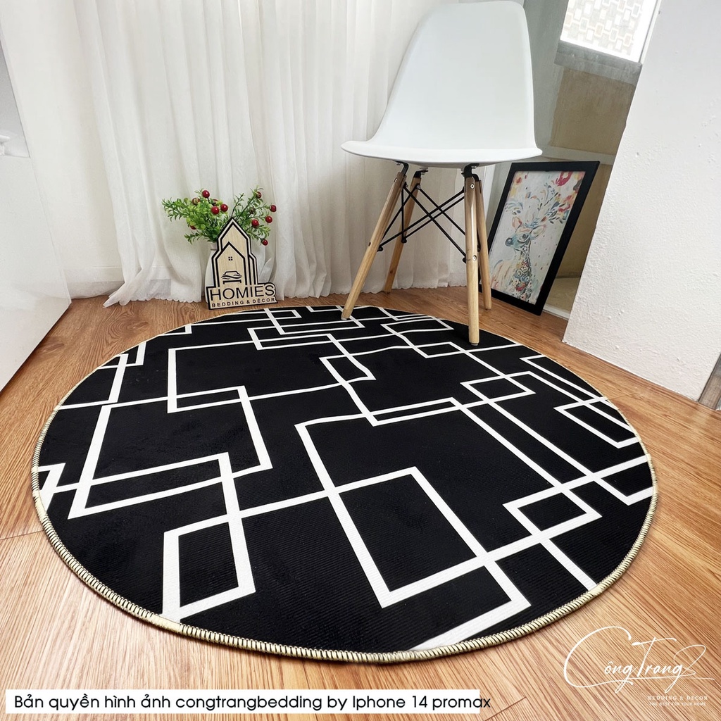 Thảm Decor Hình Tròn Bali Hoạ Tiết Thổ Cẩm, Vintage Trang Trí Phòng Ngủ, Phòng Khách ( Đường Kính 1m x 1m )