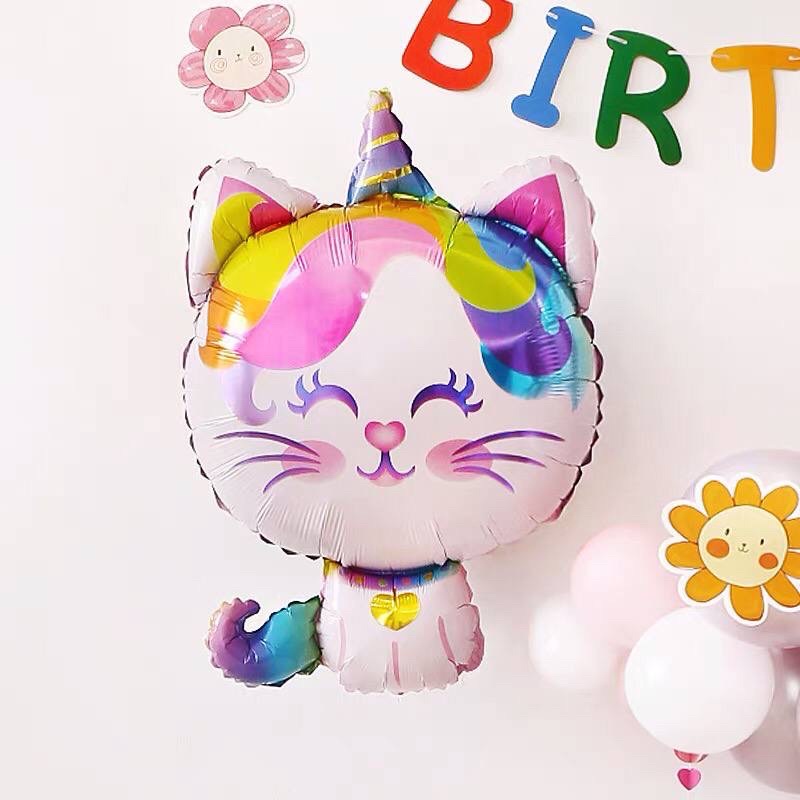 Bóng mèo ngũ sắc 4D size đại (80x60cm) trang trí sinh nhật phong cách Hàn Quốc