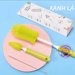 Bộ cọ bình sữa núm ti silicon 3 chi tiết