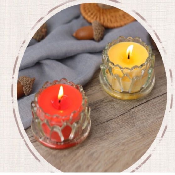 Nến ly BƠ 8h-10h HOA SEN tự nhiên-sáp thủy tinh thơm 3 màu