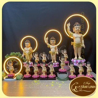 Tượng Phật Đản Sanh Nhiều Size Kèm Hào Quang Led Neon Trang trí tượng Phật