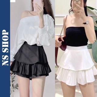Chân váy xếp ly lưng cao 2 tầng nsshop, chân váy ngắn có túi dáng xòe có quần trong hack dáng cv01
