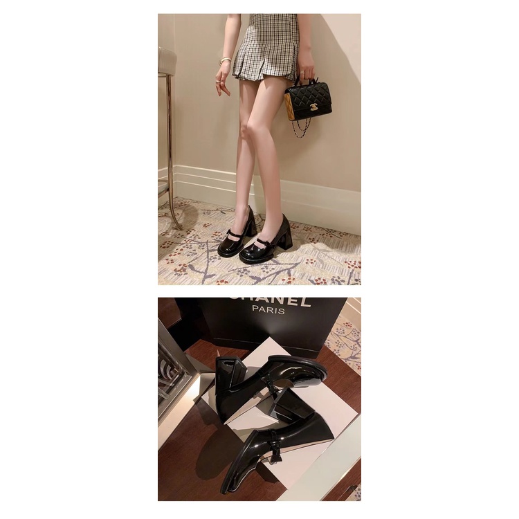 Giày Cao Gót Mũi Tròn Đính Nơ Thời Trang Cho Nữ