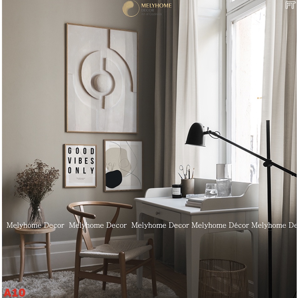 Bộ 3 Tranh Treo Tường Tráng gương CAO CẤP Trừu Tượng Hình Học Healing Decor Khách Sạn Phòng Làm Việc Sang Trọng - MELYHO