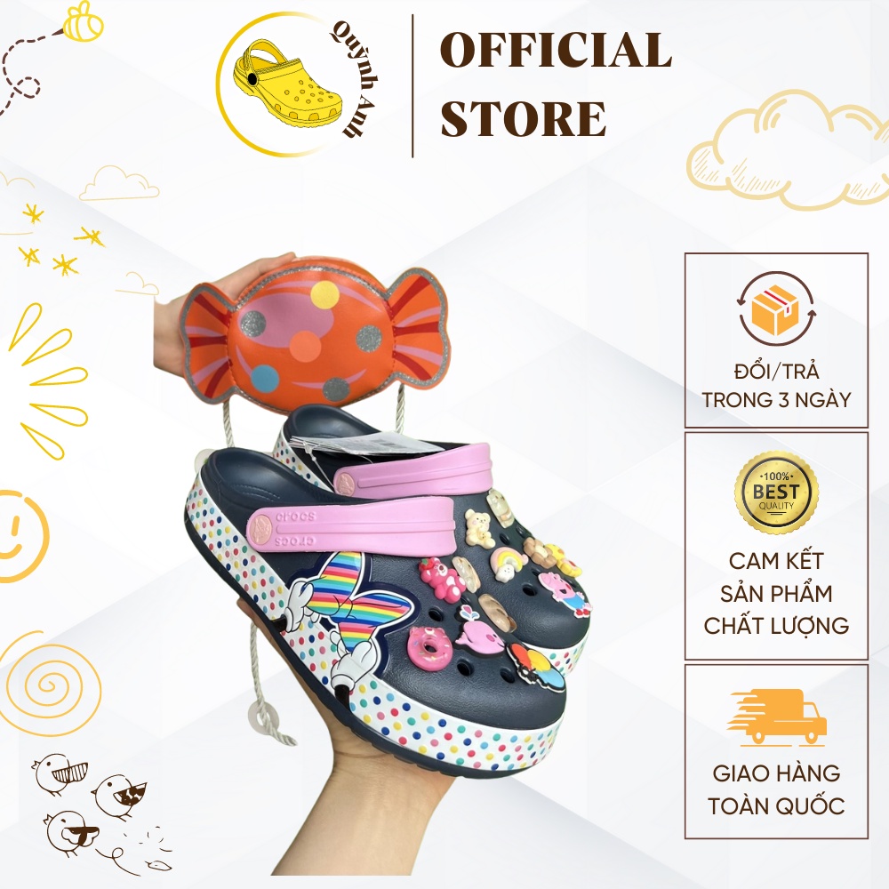 Dép Crocs Kid hoạt hình Mickey Nơ 🔥 HÀNG LOẠI 1 🔥 Dép Crocs đáng yêu dành cho bé gái, siêu bền, chống trơn trượt