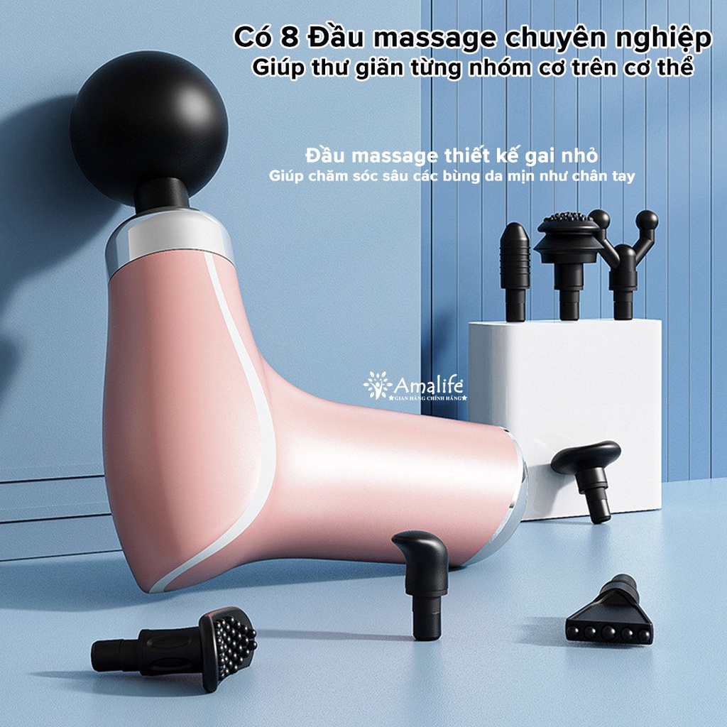 Máy Massage Trị Liệu Cầm Tay 8 Đầu Compact KH 325 3 Chế Độ Cộng Hưởng, Súng Đấm Lưng Cổ Vai Gáy Chính Hãng Amalife