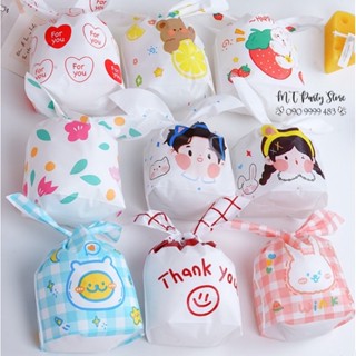SET 10 TÚI CHIA QUÀ SINH NHẬT, TÚI ĐỰNG BÁNH KẸO TAI THỎ IN HÌNH DỄ THƯƠNG