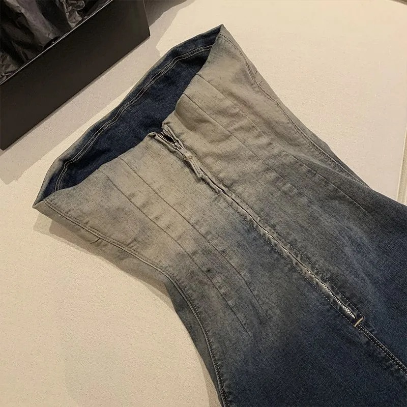 UV002 Váy bò màu loang ôm body đuôi cá dài siêu xinh hot Sẵn IB Giảm 30K