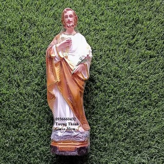 Tượng Thánh Giuse thợ 30cm màu nâu, trắng, nâu giống gỗ chất liệu nhựa composite quà tặng công giáo