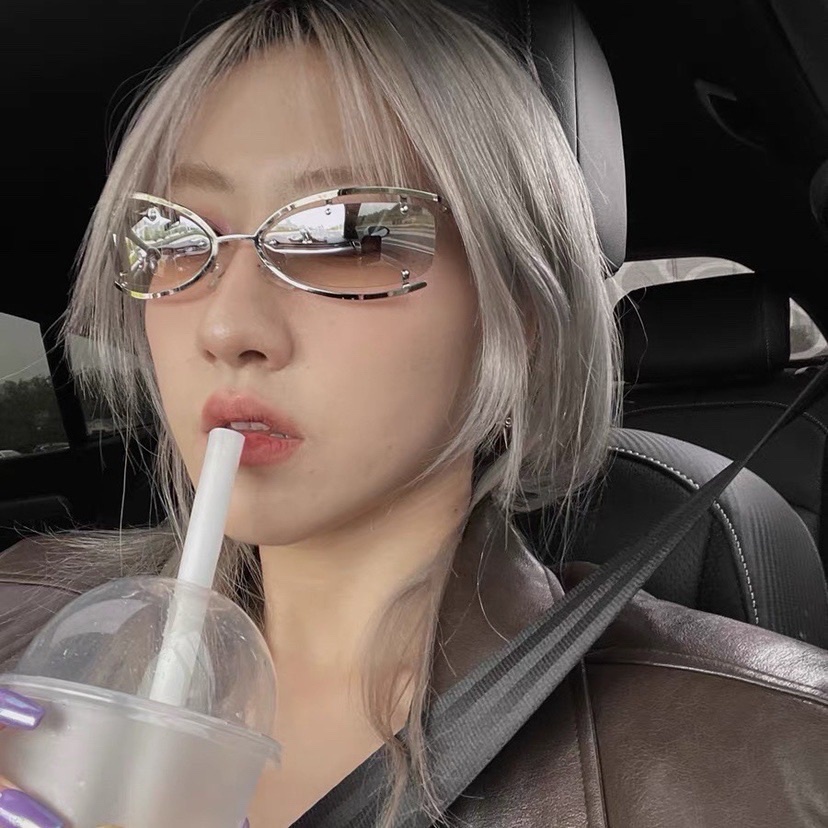 KM17 kính mắt mèo không viền hot girl mẫu mới 2023 chống tia UV