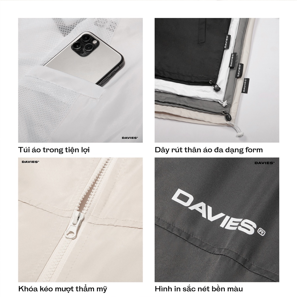 Áo khoác dù hai lớp form rộng nam nữ DAVIES nhiều màu Basic SS22 Jacket local brand |D28-AK2