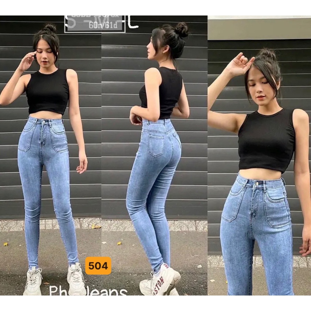 Quần jean nữ lưng cao skinny ôm dáng, quần bò nữ co giãn mẫu mới thời trang cao cấp A-T Fashion - MQ613
