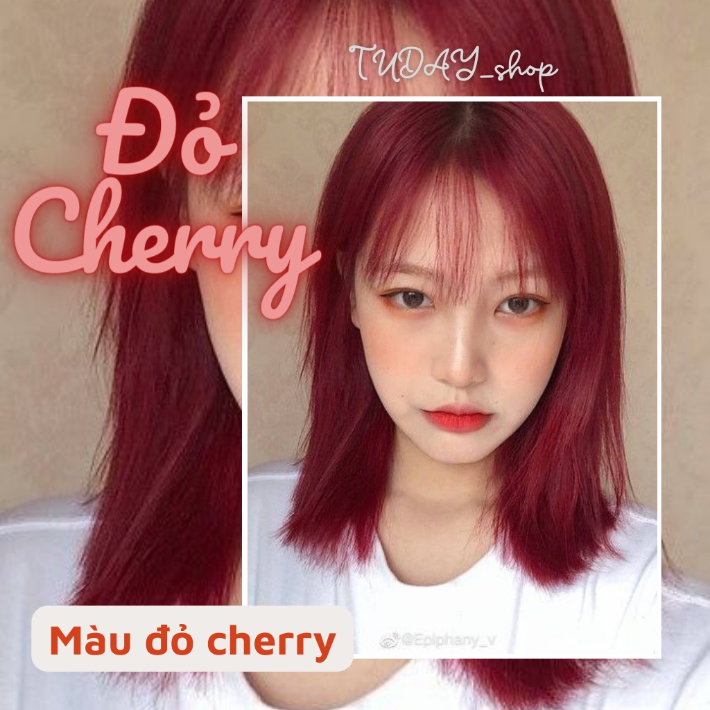 Thuốc nhuộm tóc màu Đỏ Cherry  tặng kèm oxy trợ dưỡng và bao tay 