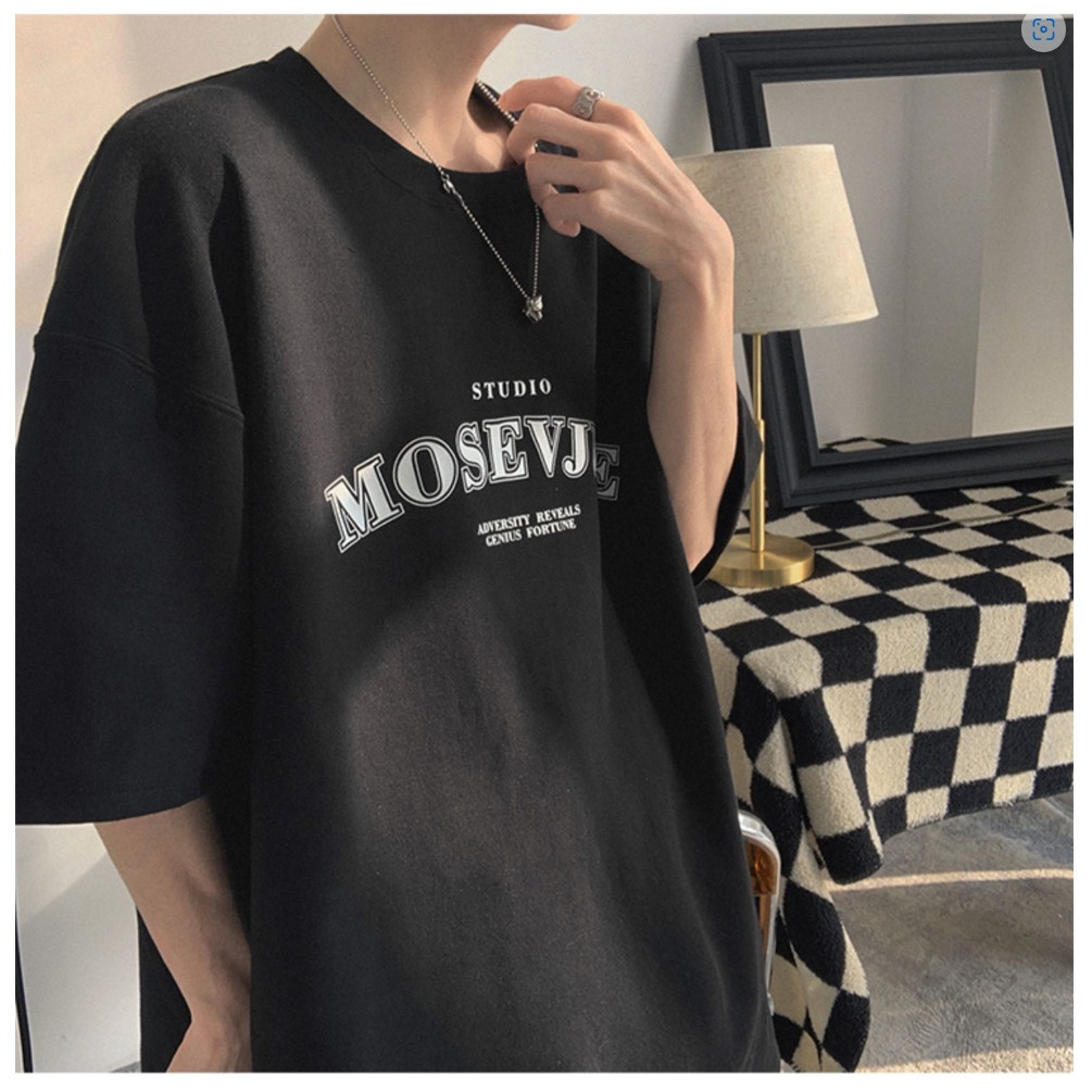 Áo thun Unisex tay lỡ form rộng nam nữ in MOSEVJUE STUDIO - 100% COTTON