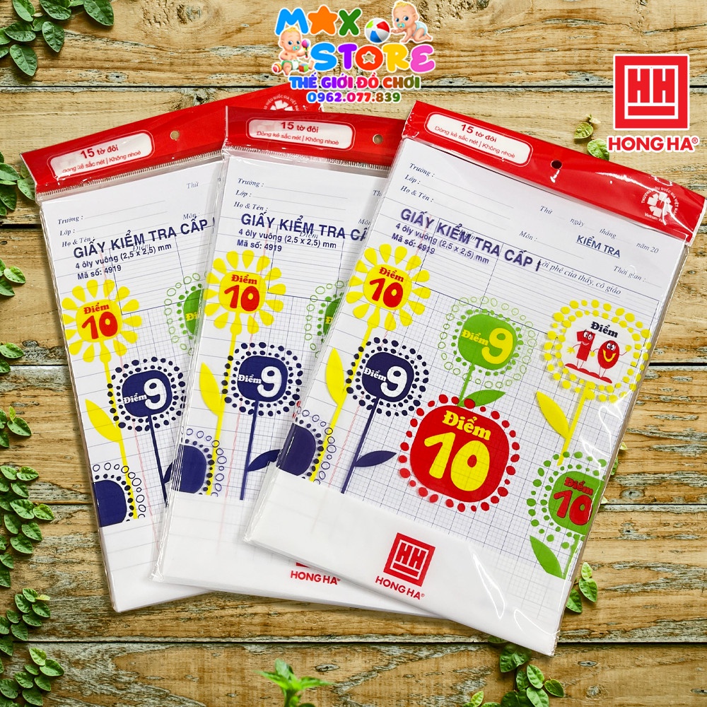 Túi 15 Tờ Đôi Giấy Kiểm Tra Ô Ly Vuông Cấp 1