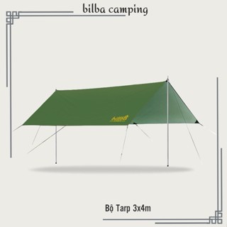 Bộ tấm mái tăng che/tarp bạt lều tráng bạc chống UV kèm cọc chống dùng đi dã ngoại cắm trại  BB1811- Billba Camping