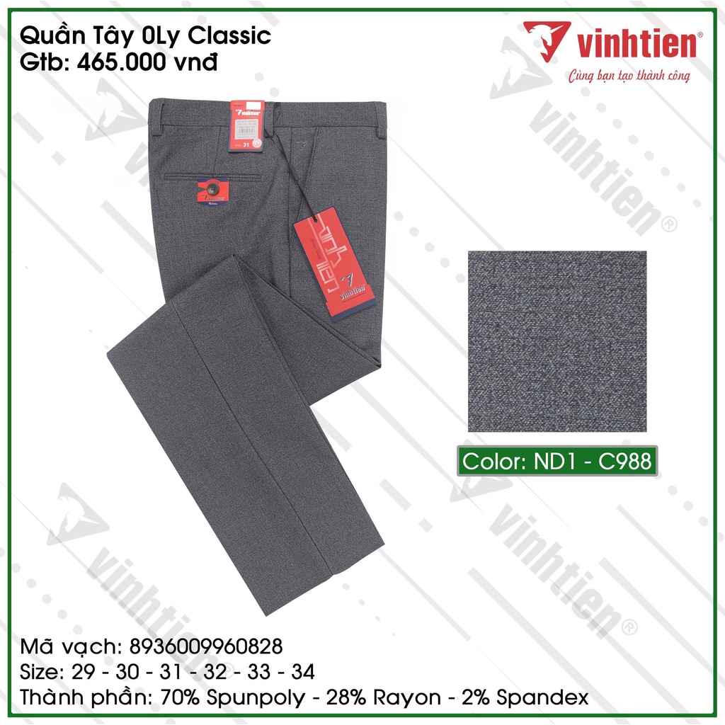 Quần Tây 0ly Classic 465 Vĩnh Tiến-Nhiều Màu