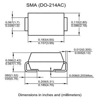 1N5819 SS14 Diode Schottky 40V 1A SMA (DO-214AC) (10c)