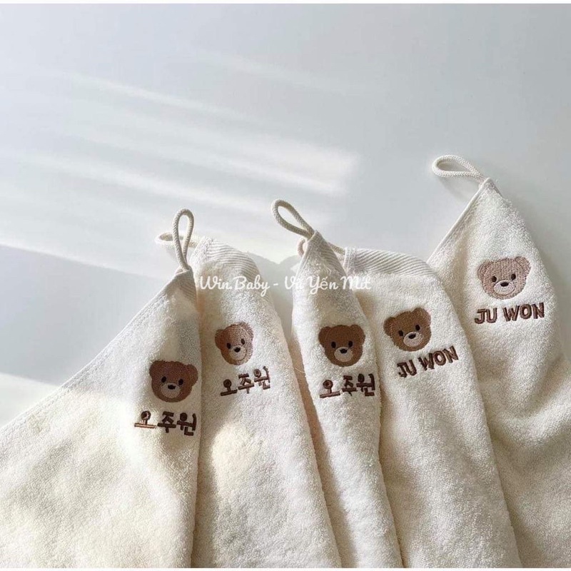 Khăn mặt THÊU TÊN bé cotton oganic mềm mịn