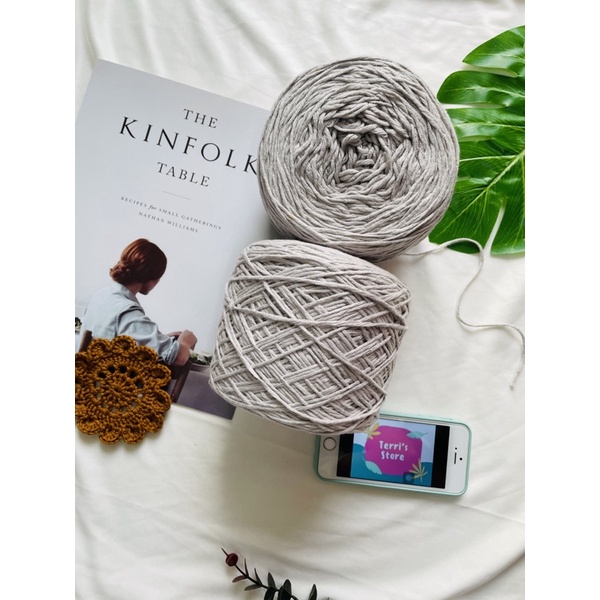 Yarn - Sợi Cotton Hàn Màu kem sữa và Màu be - Sợi chập  - Đan móc áo hè