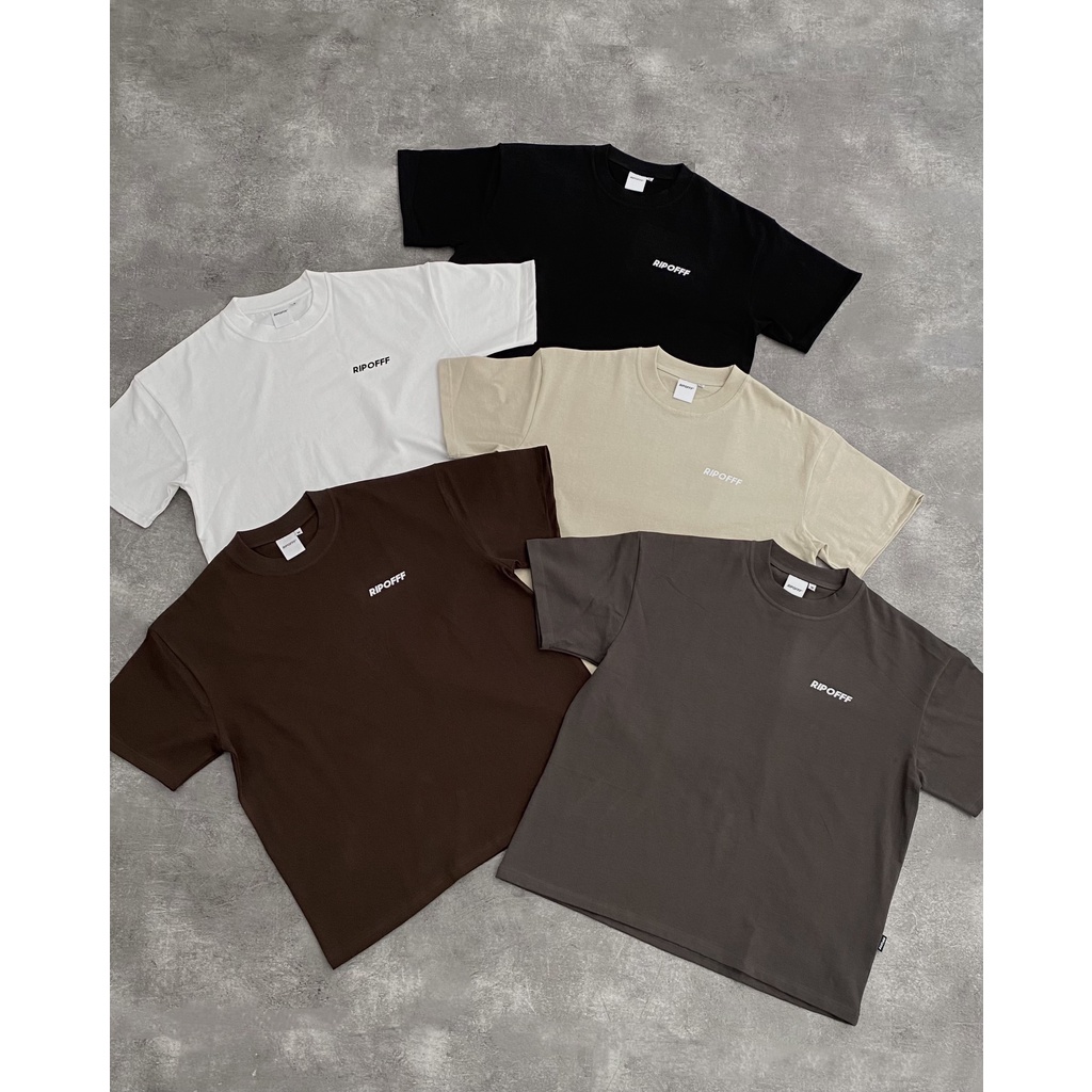 RIPOFFF Basic Heavyweight Boxy T-shirt - Brown