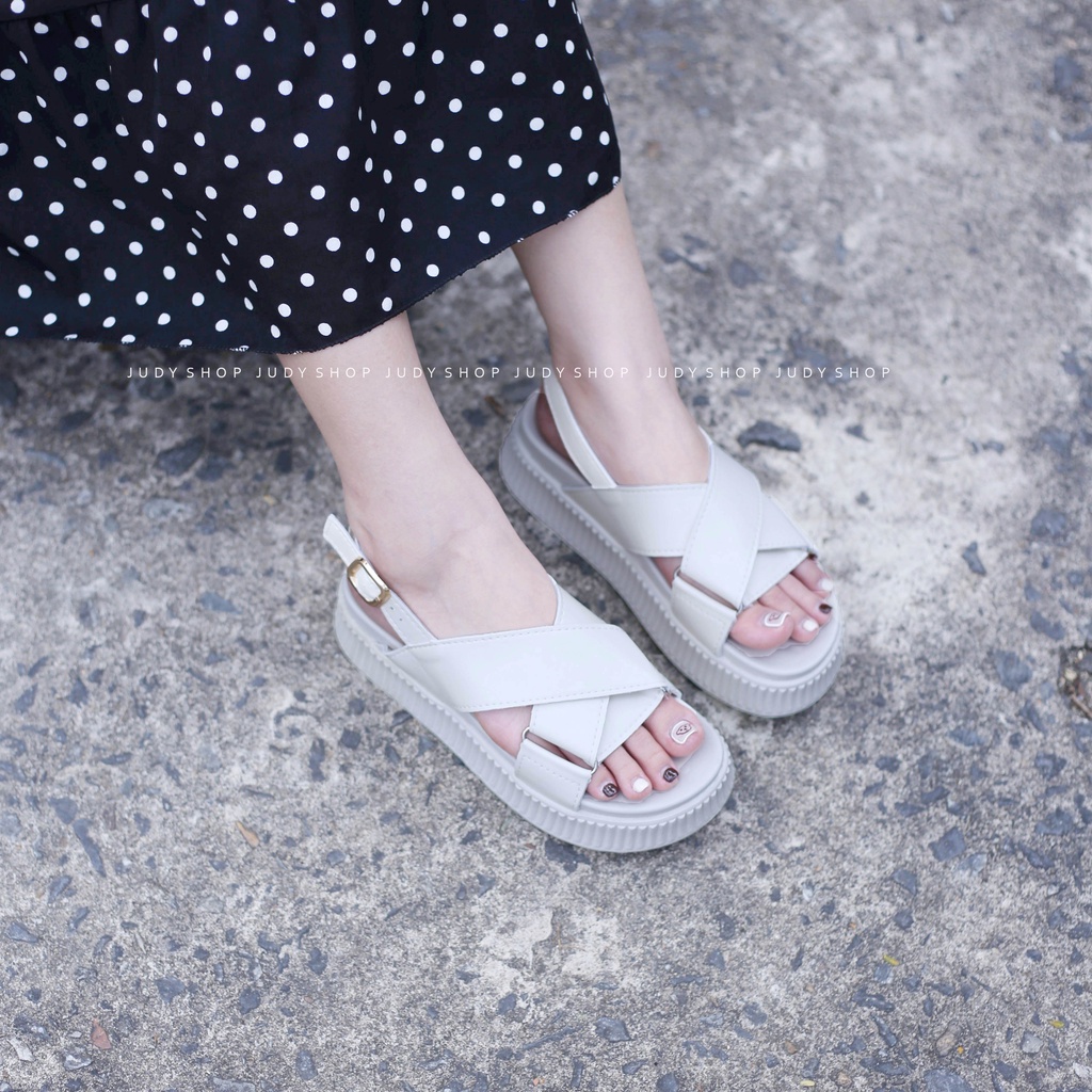 Giày Sandal Đế Bánh Mì Quai Chéo Đế Su Mềm Cao 4p QCCC