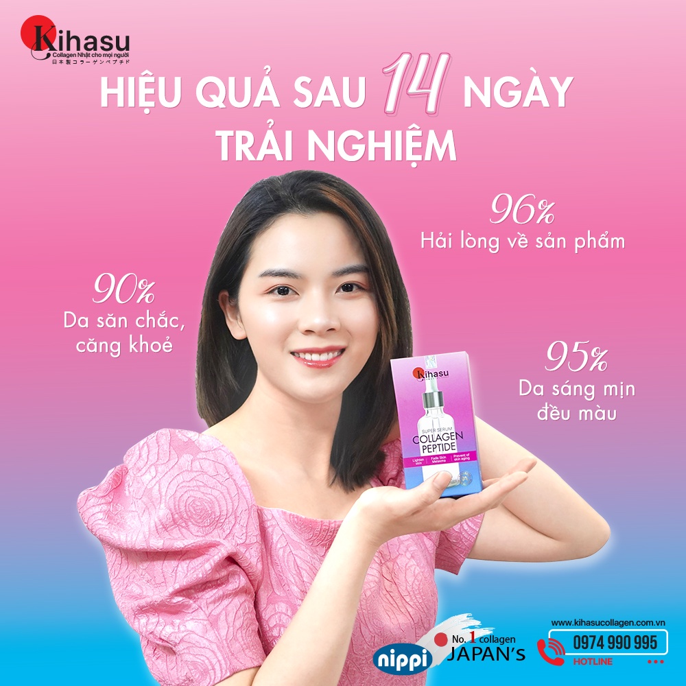 Combo 2 chai 100ml: mờ thâm nám sạm, tàn nhang, đốm nâu, đồi mồi, chân chim, sáng da với serum collagen KIHASU nam + nữ